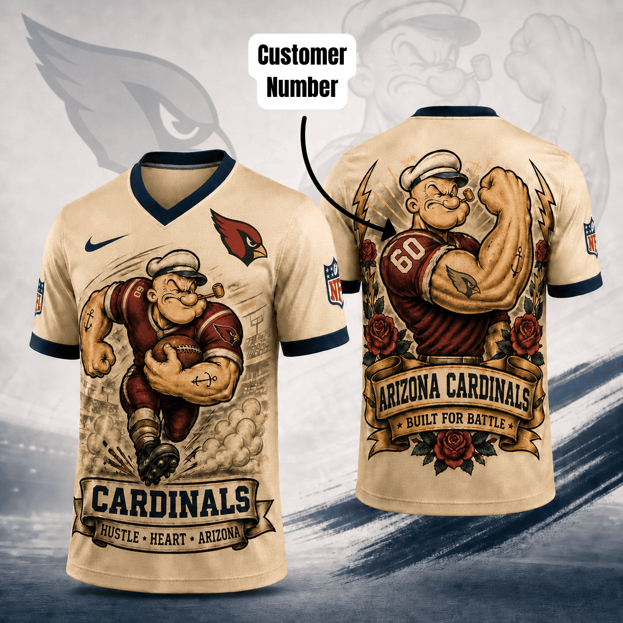 AC Premium NFL Popeye Vintage Tattoo 3D T-Shirt DDT 050626 HLPHUONG