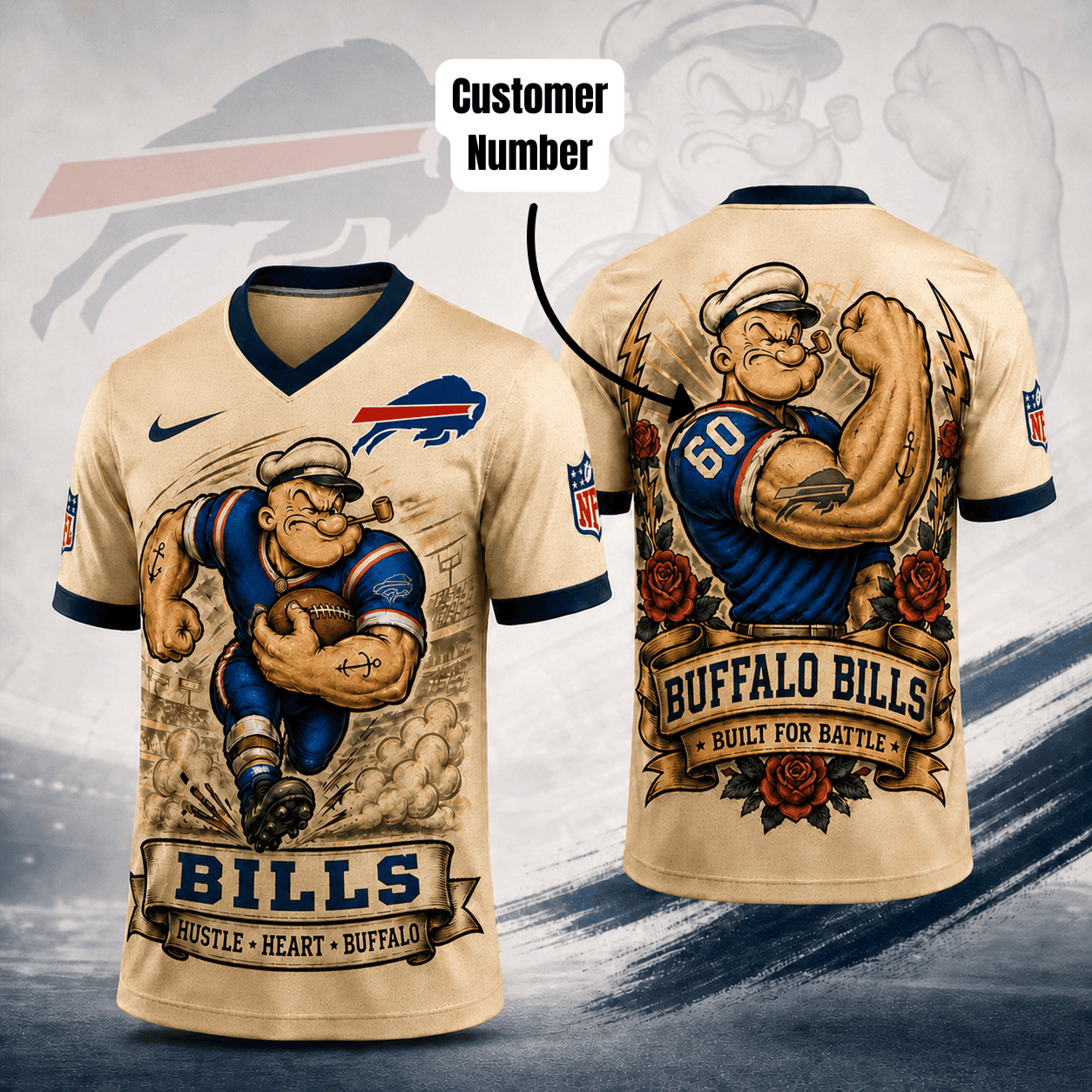 BB Premium NFL Popeye Vintage Tattoo 3D T-Shirt DDT 050626 HLPHUONG