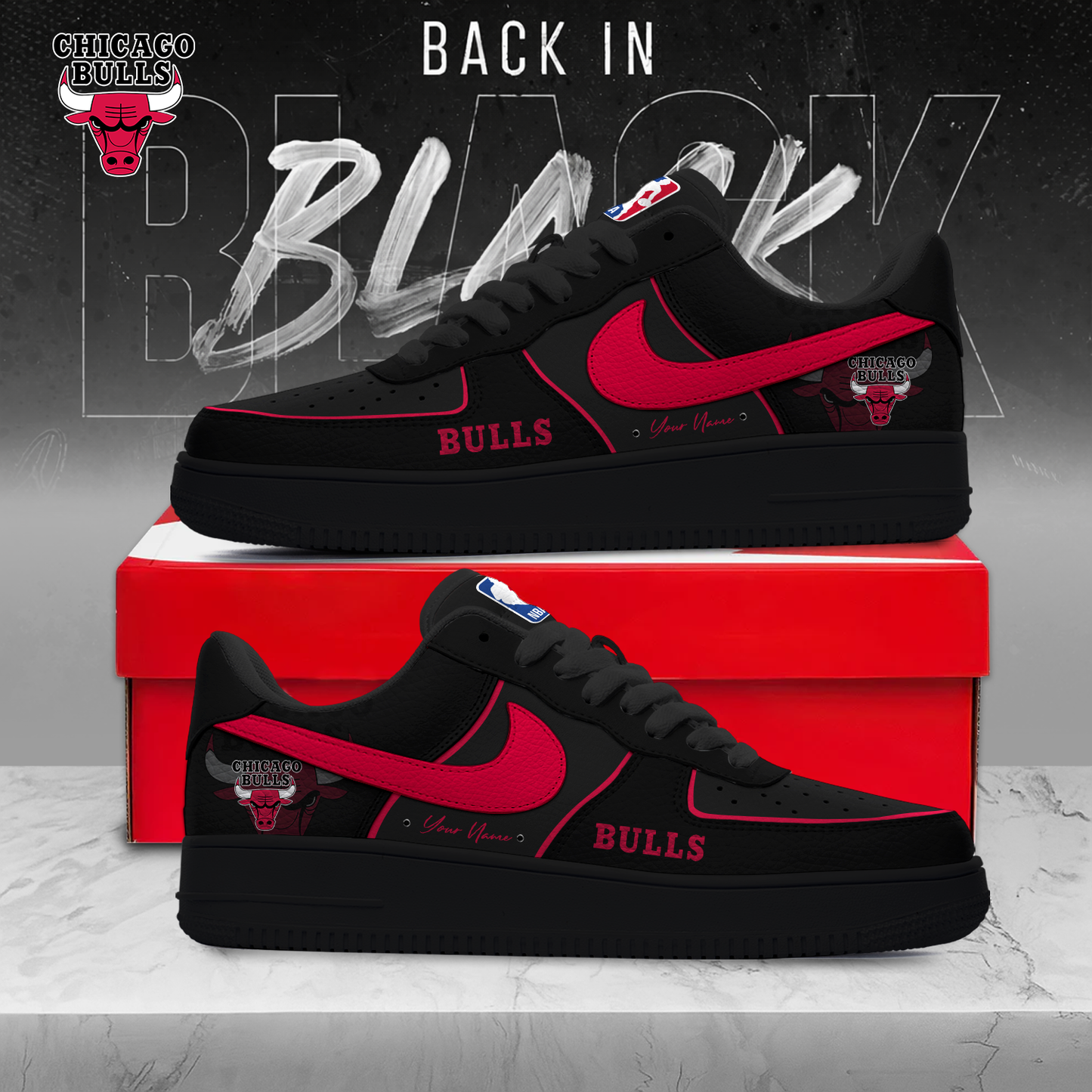 CB x MLB 2025 Back In Black AF1 Sneakers DDT NTL