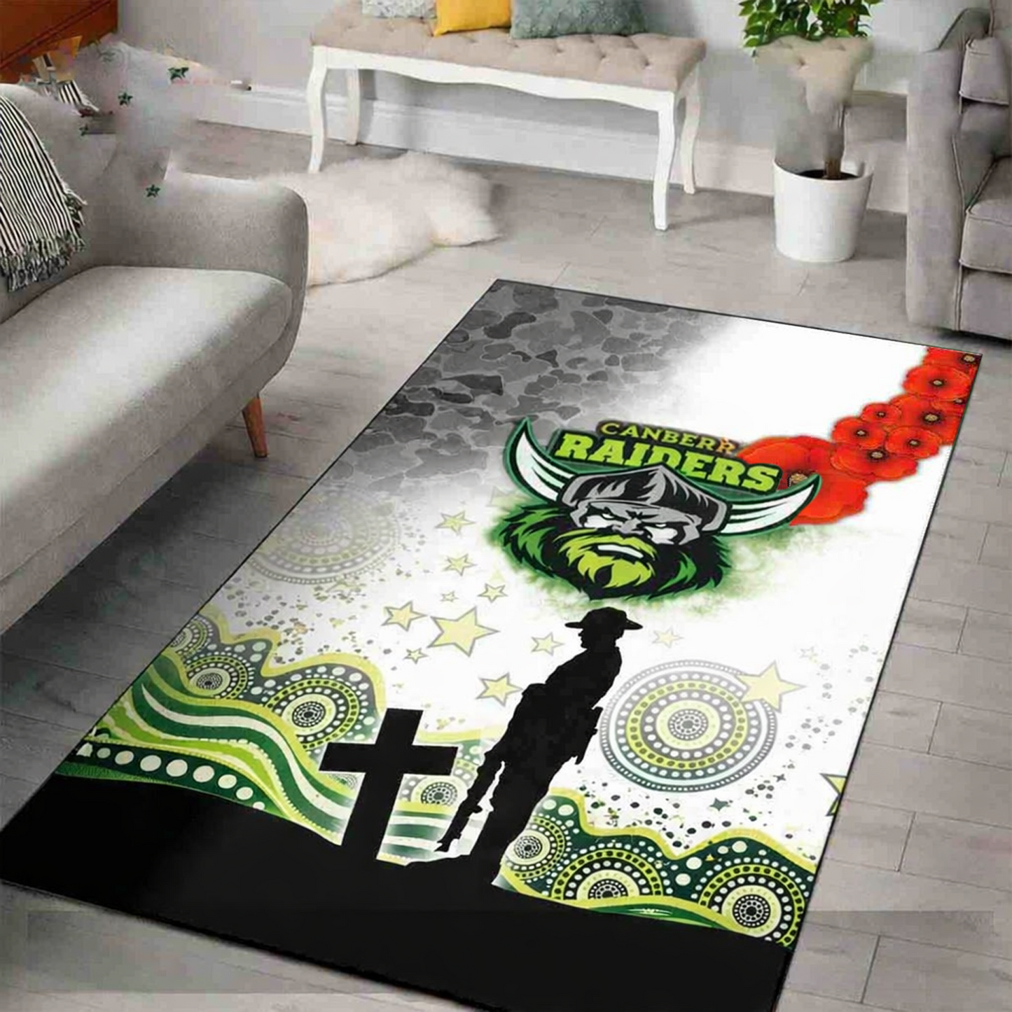 CBR x NRL Anzac Day Living Room And Bedroom Rug Limited Edition DatND DVT