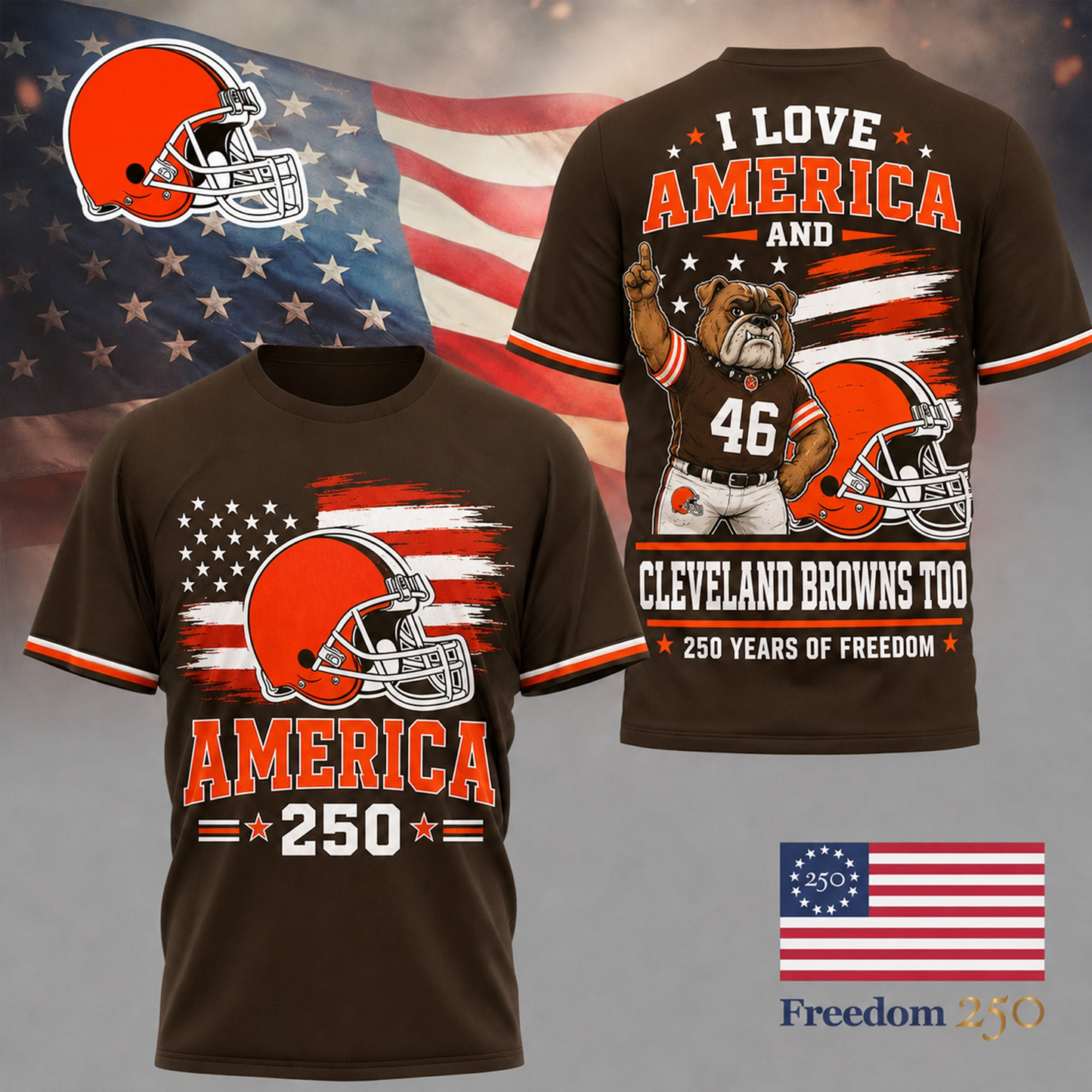 CLE Premium NFL 250 Years Of Freedom 3D Shirt120626