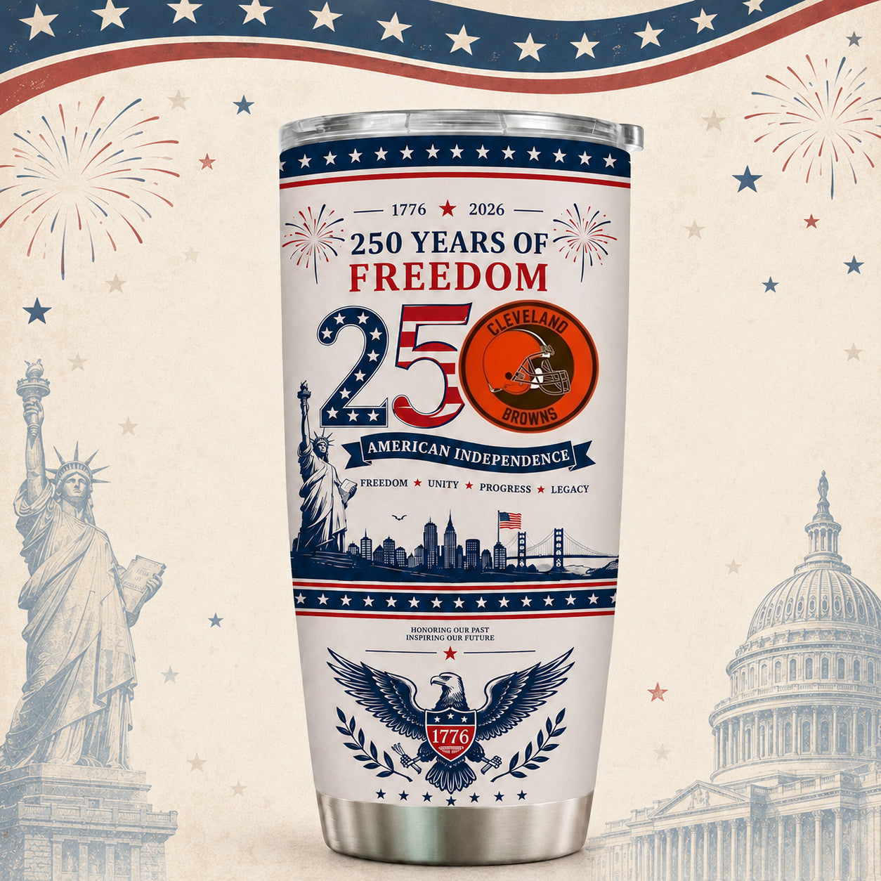 CLE x NFL 250th Anniversary Special Tumbler for Football Fans 170626