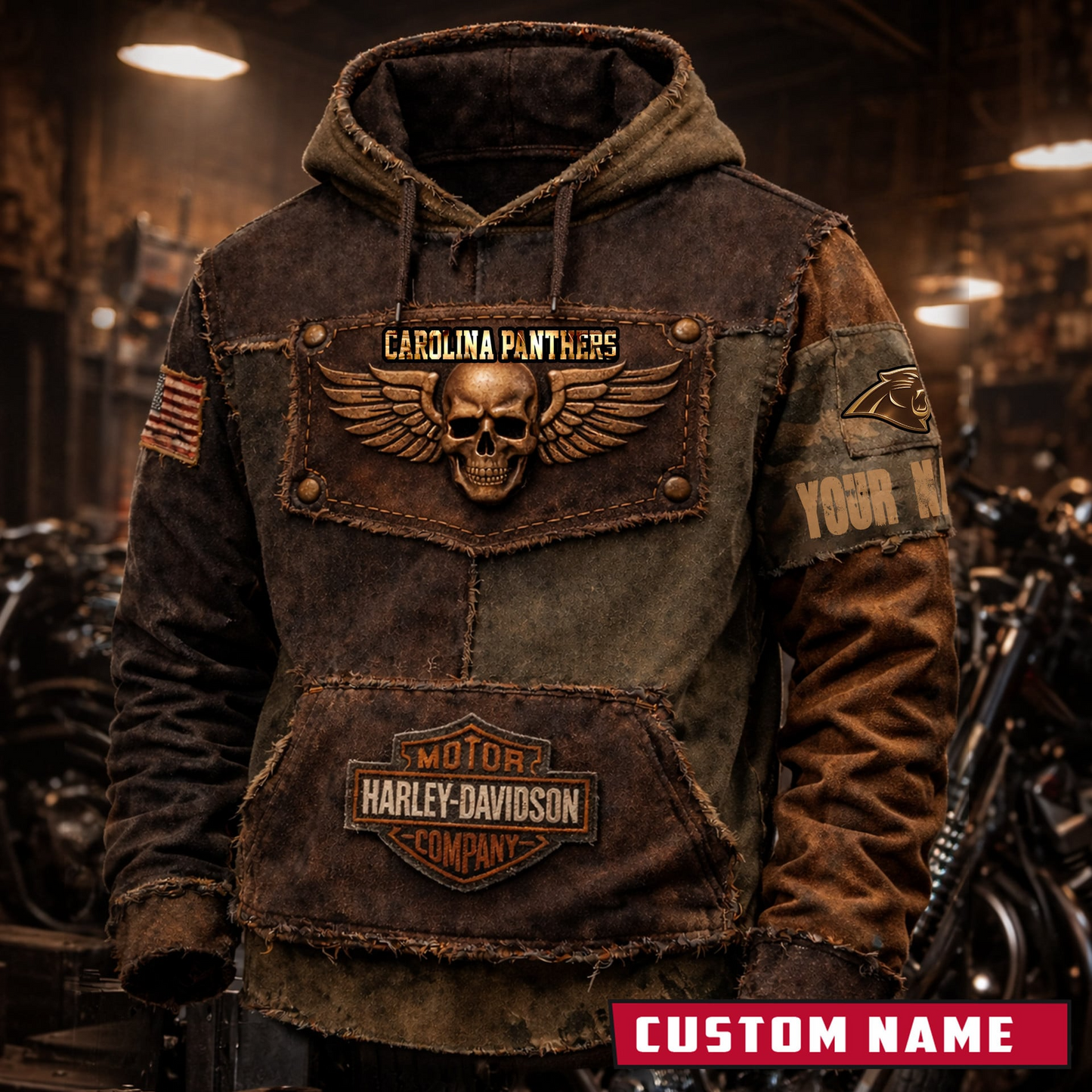 CP x NFL Motorcycle Personalized Vintage Hoodie DDT NTL