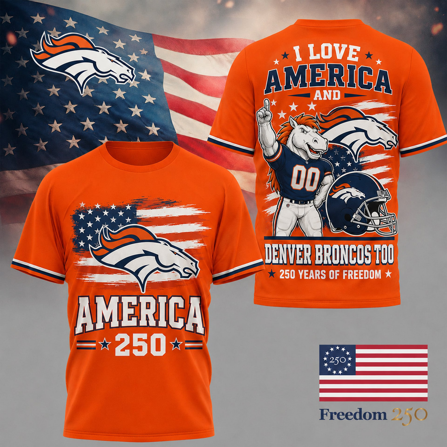 DB Premium NFL 250 Years Of Freedom 3D Shirt120626