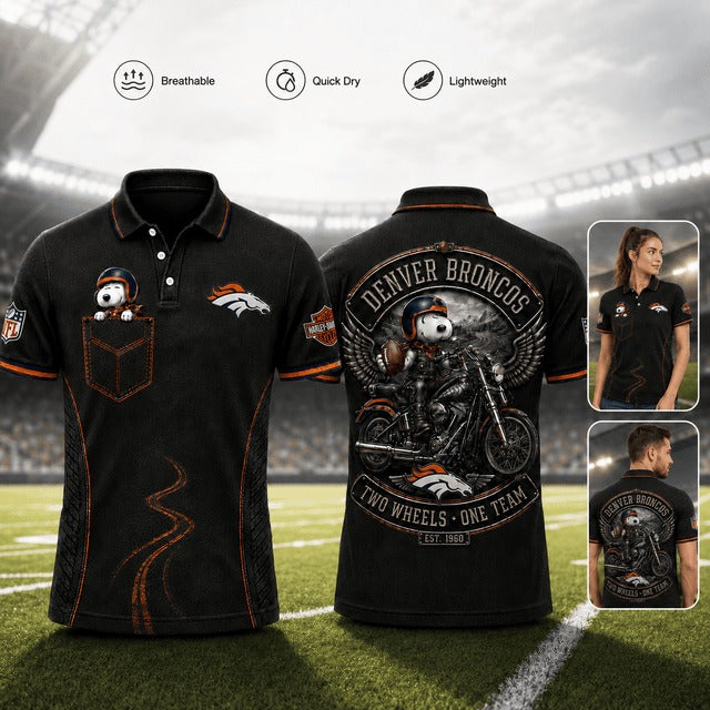 DB Premium NFL Snoopy Biker Game Day Polo Shirt 100626