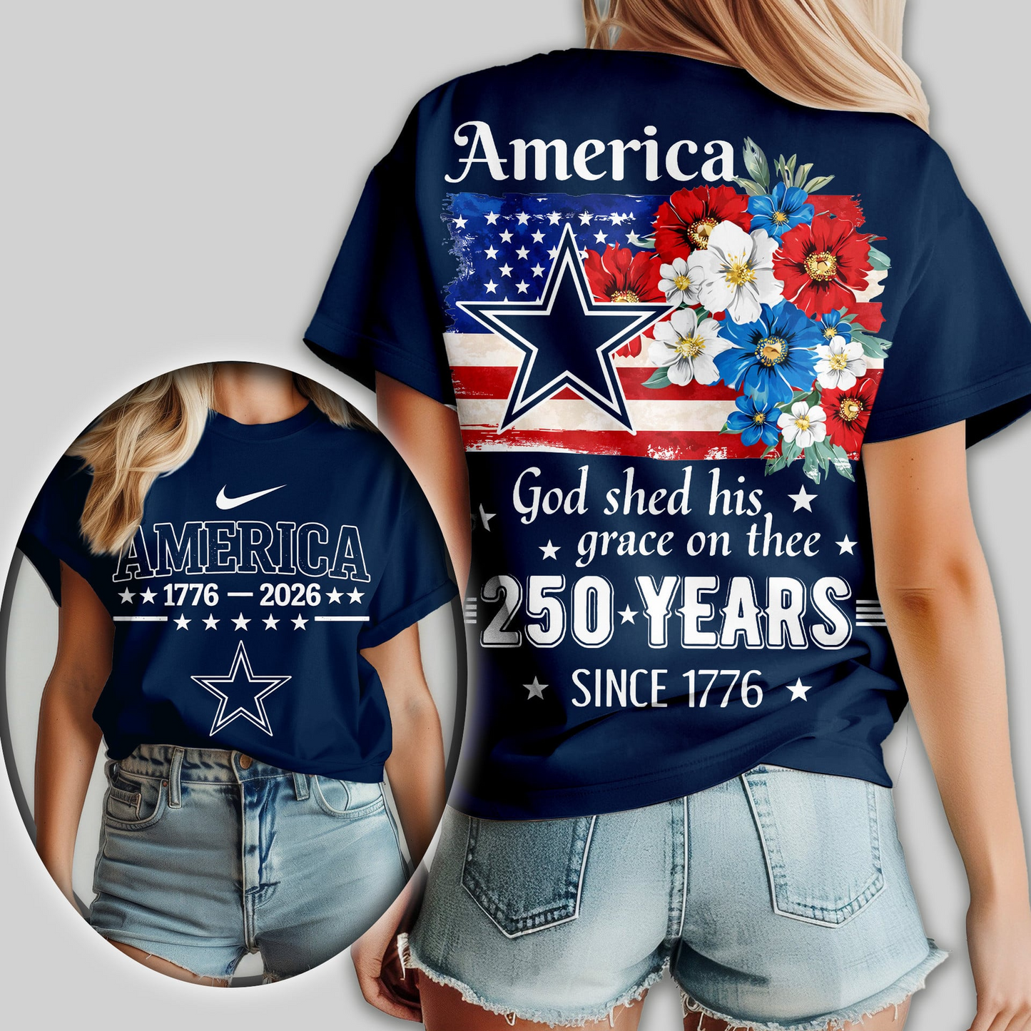 DC Premium NFL America God Shed His Grace On Thee Women Shirt DDT NTL