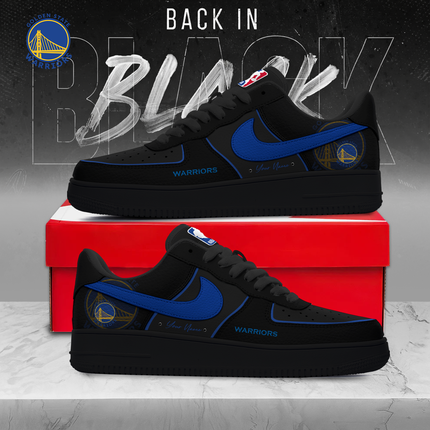 GSW x MLB 2025 Back In Black AF1 Sneakers DDT NTL
