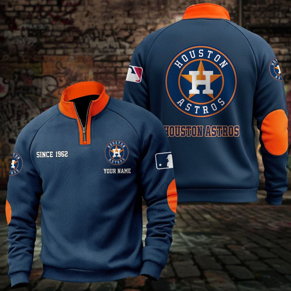 HOU x MLB Sweatshirts Quarter Collared Sweatshirt Pullover DatND DVT