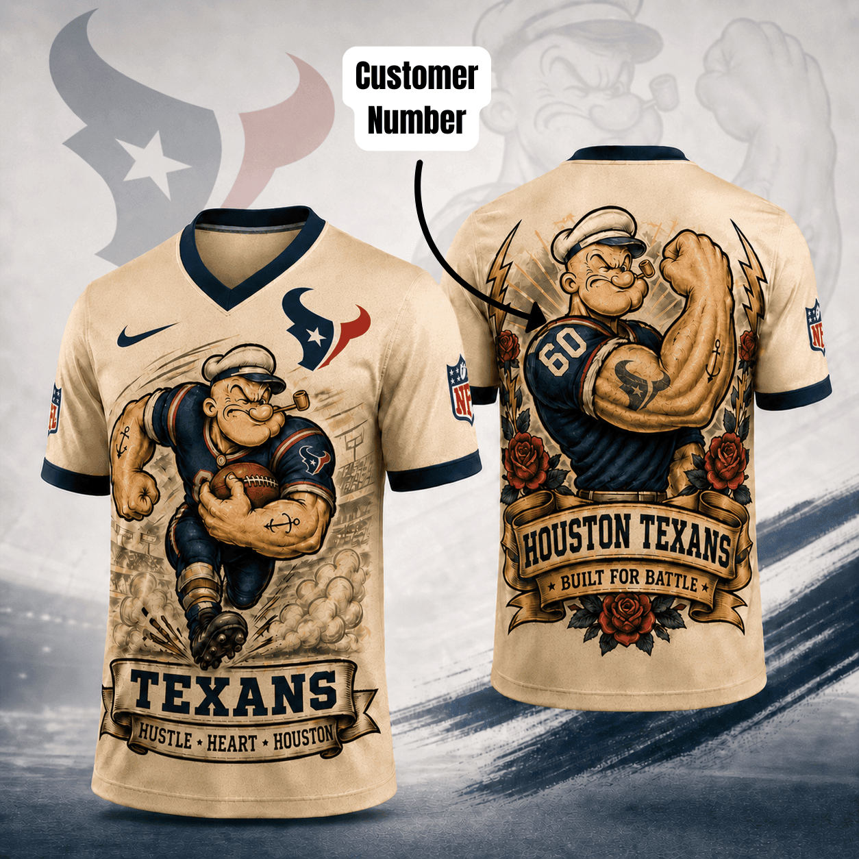 HT Premium NFL Popeye Vintage Tattoo 3D T-Shirt DDT 050626 HLPHUONG