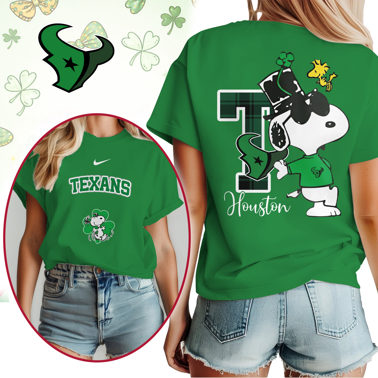 HT Premium NFL Snoopy St. Patricks Day Shirt DDT NTL