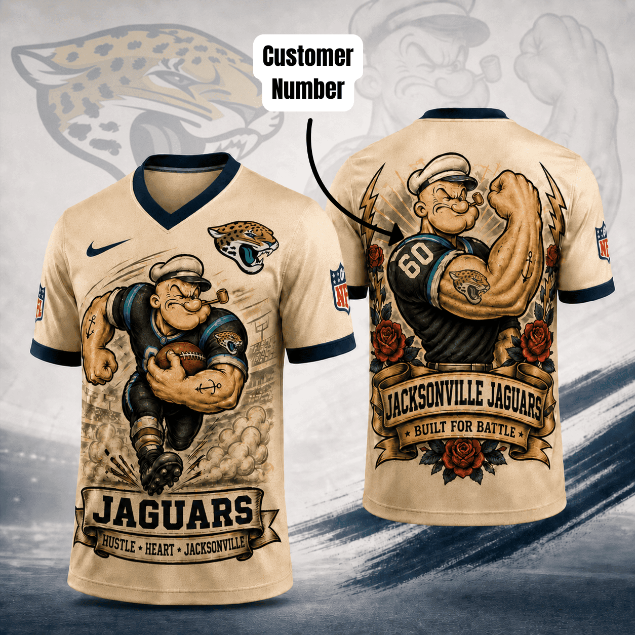 JJ Premium NFL Popeye Vintage Tattoo 3D T-Shirt DDT 050626 HLPHUONG