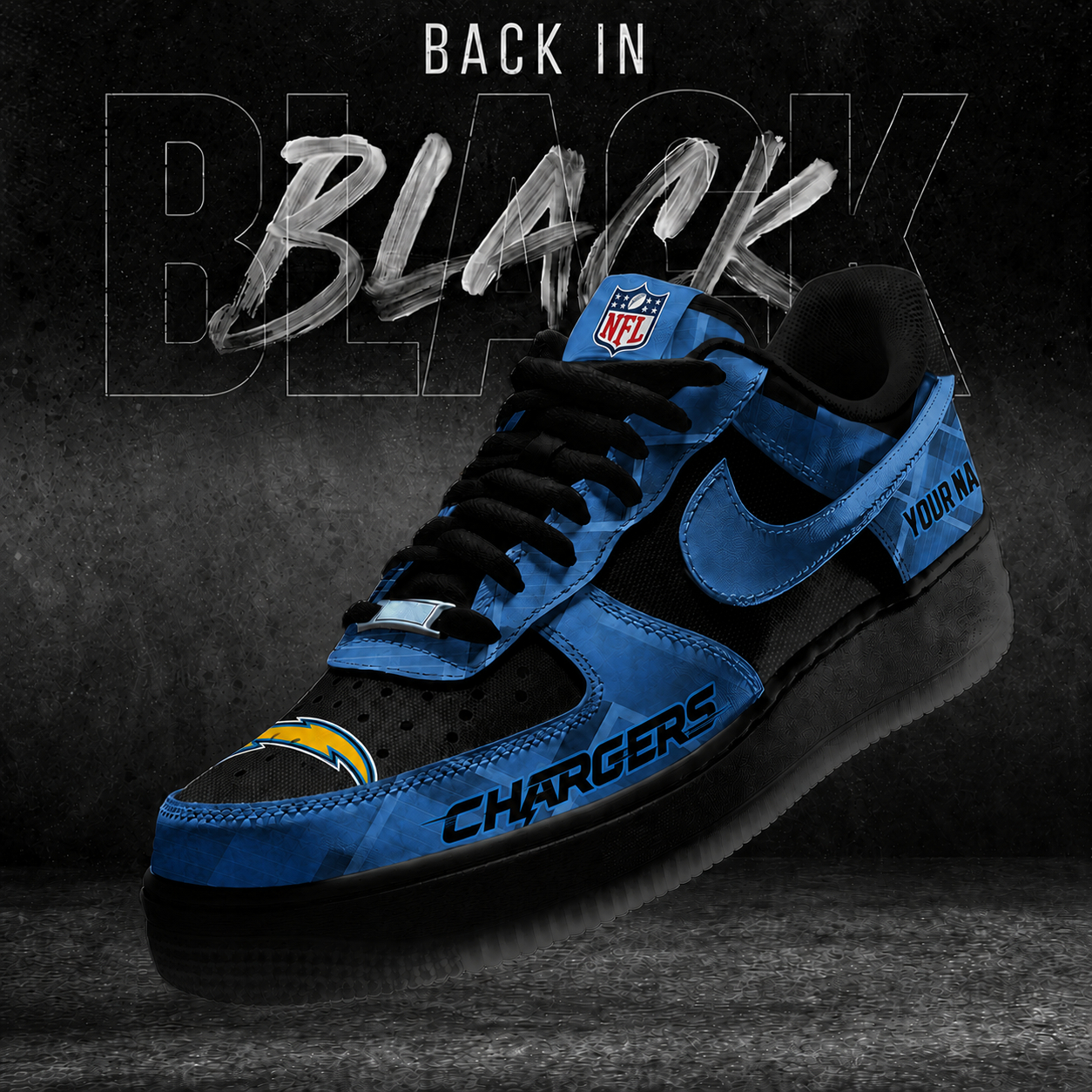LAC x NFL Back In Black V2 AF1 Sneakers 270626