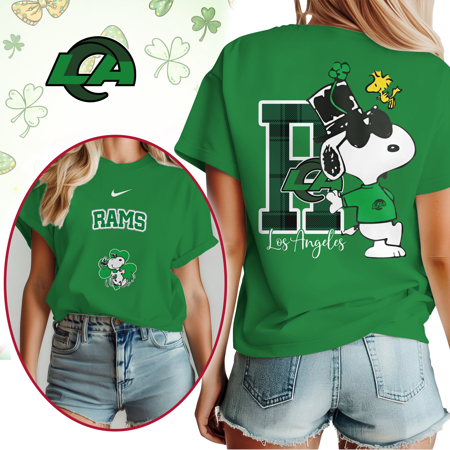 LAR Premium NFL Snoopy St. Patricks Day Shirt DDT NTL