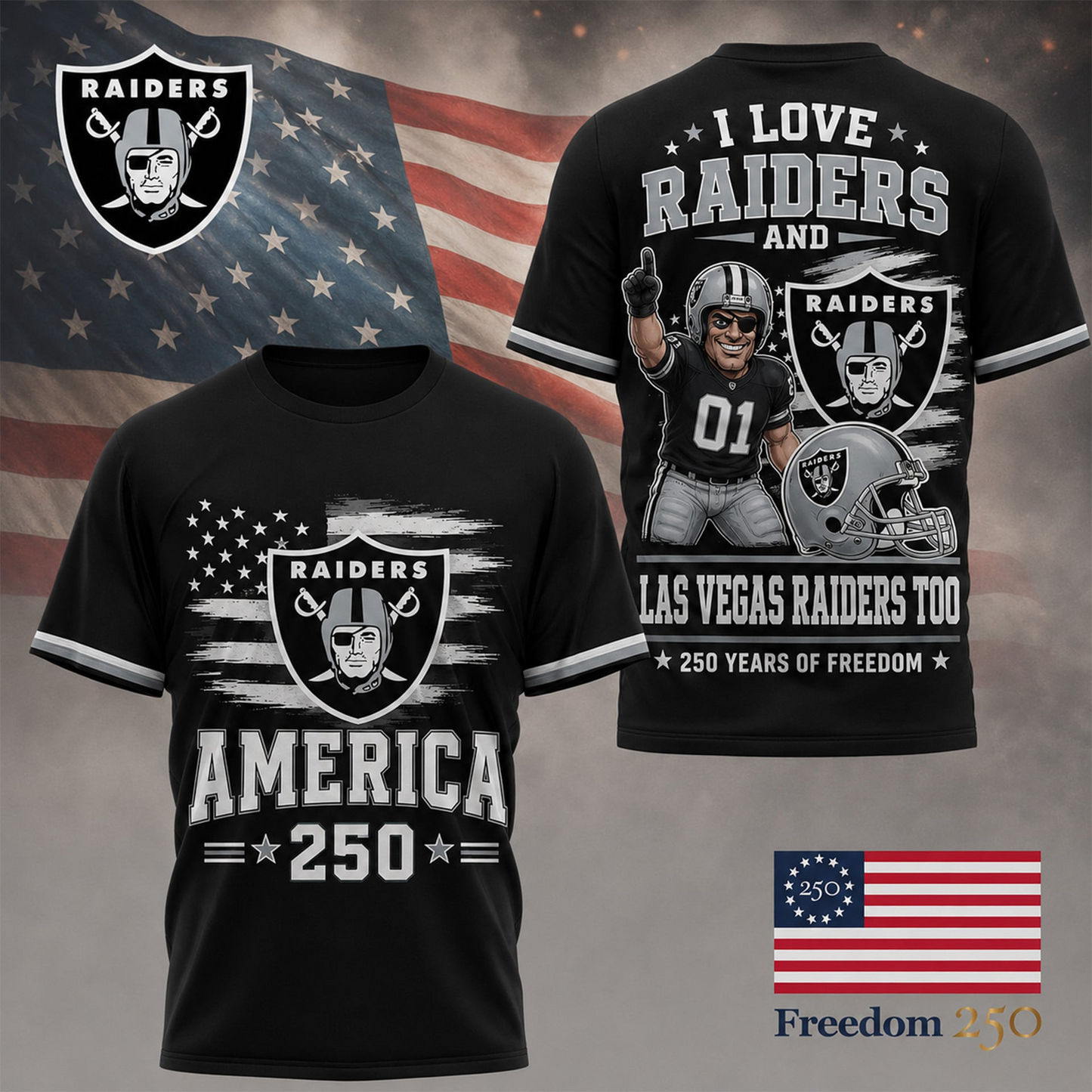 LVR Premium NFL 250 Years Of Freedom 3D Shirt120626
