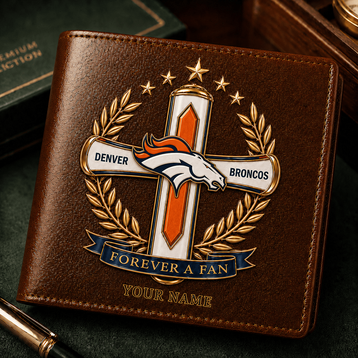 MB x NFL Cross Men Leather Wallet Custom Any Name Gifts 220626