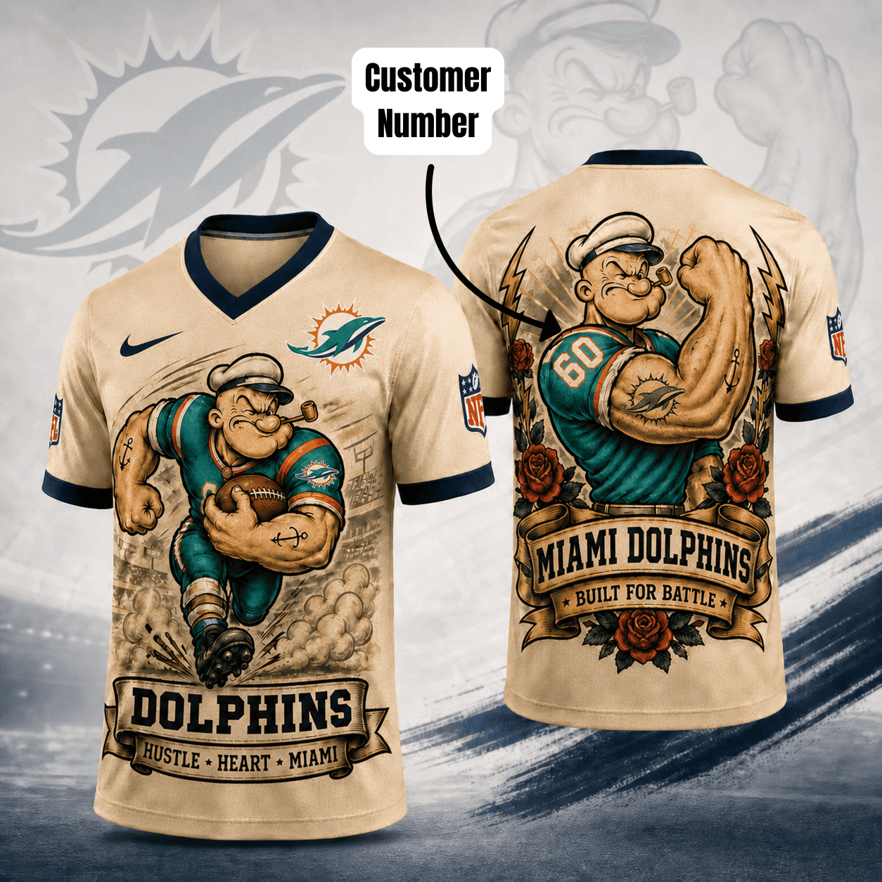 MD Premium NFL Popeye Vintage Tattoo 3D T-Shirt DDT 050626 HLPHUONG