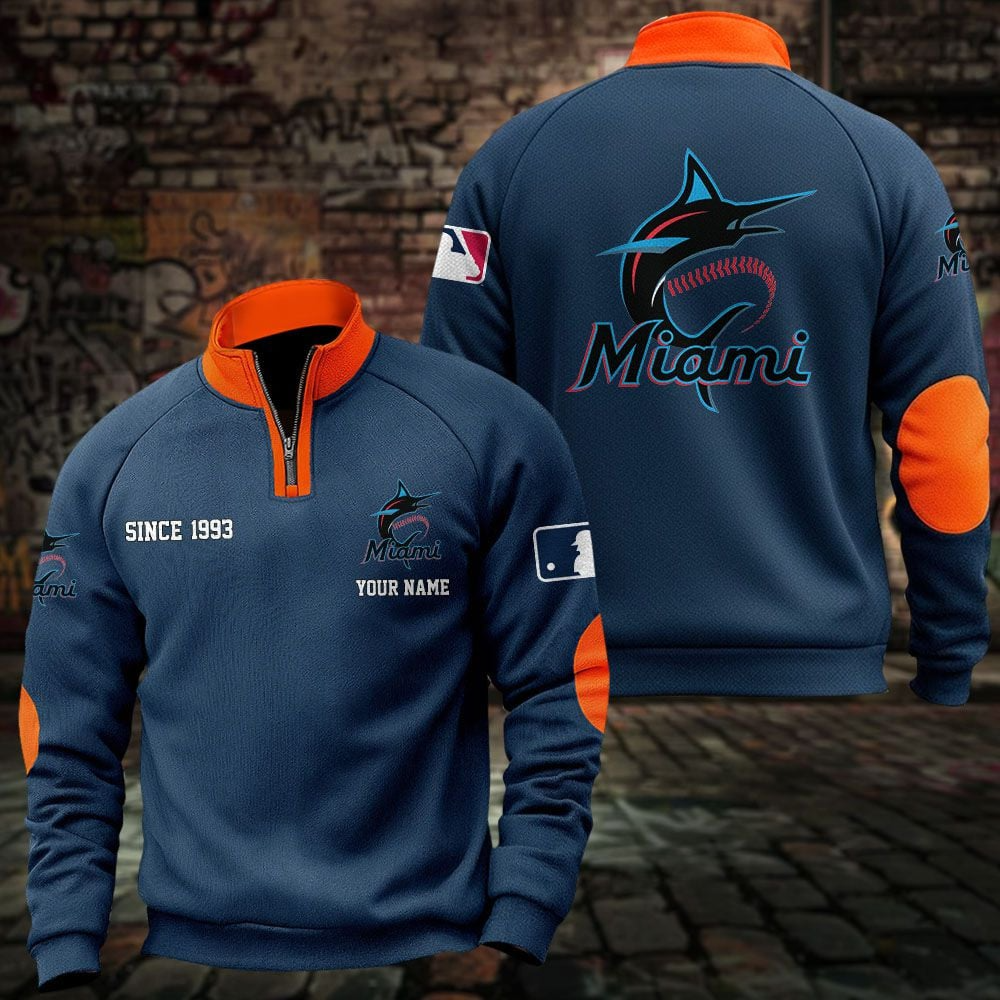 MIA x MLB Sweatshirts Quarter Collared Sweatshirt Pullover DatND DVT