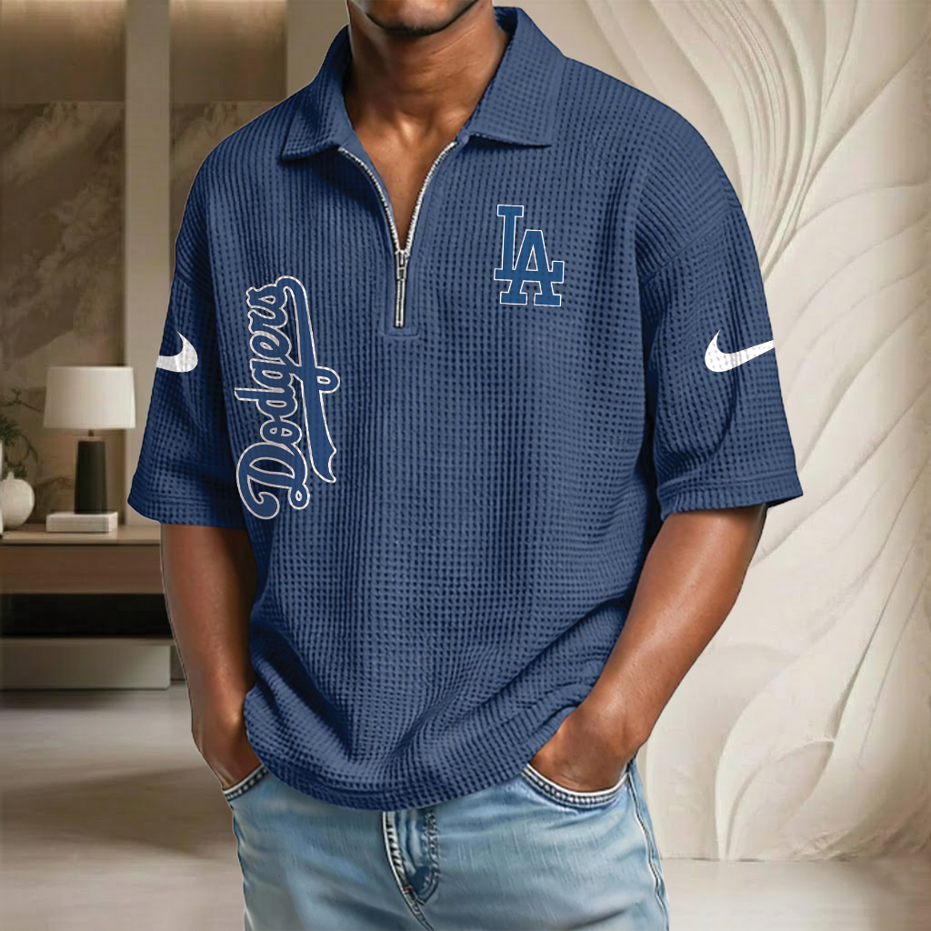 MLB x LAD Waffle Half-Zip Polo Shirt HLP 070326 HLPHUONG