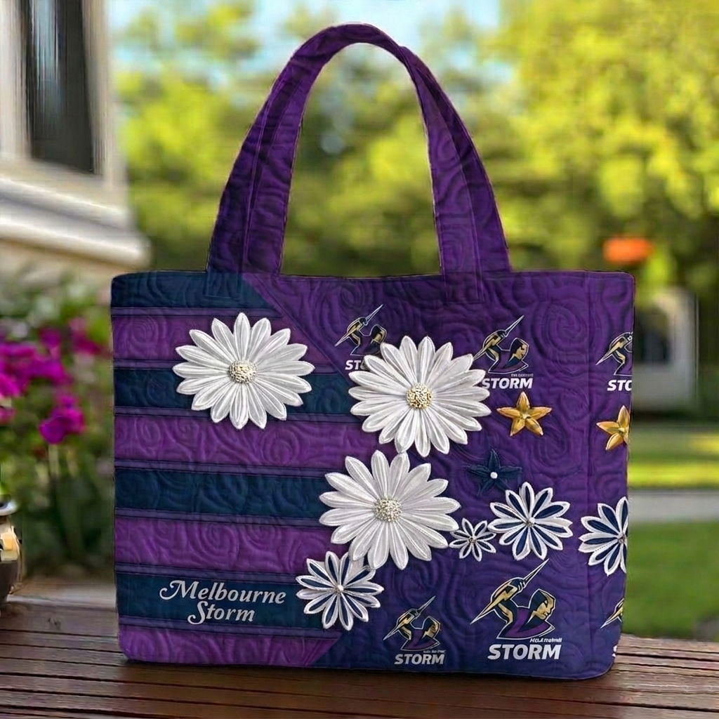 MS x NRL Flowers Quilted Tote Bag Custom Name Gifts For Fan DDT LBN