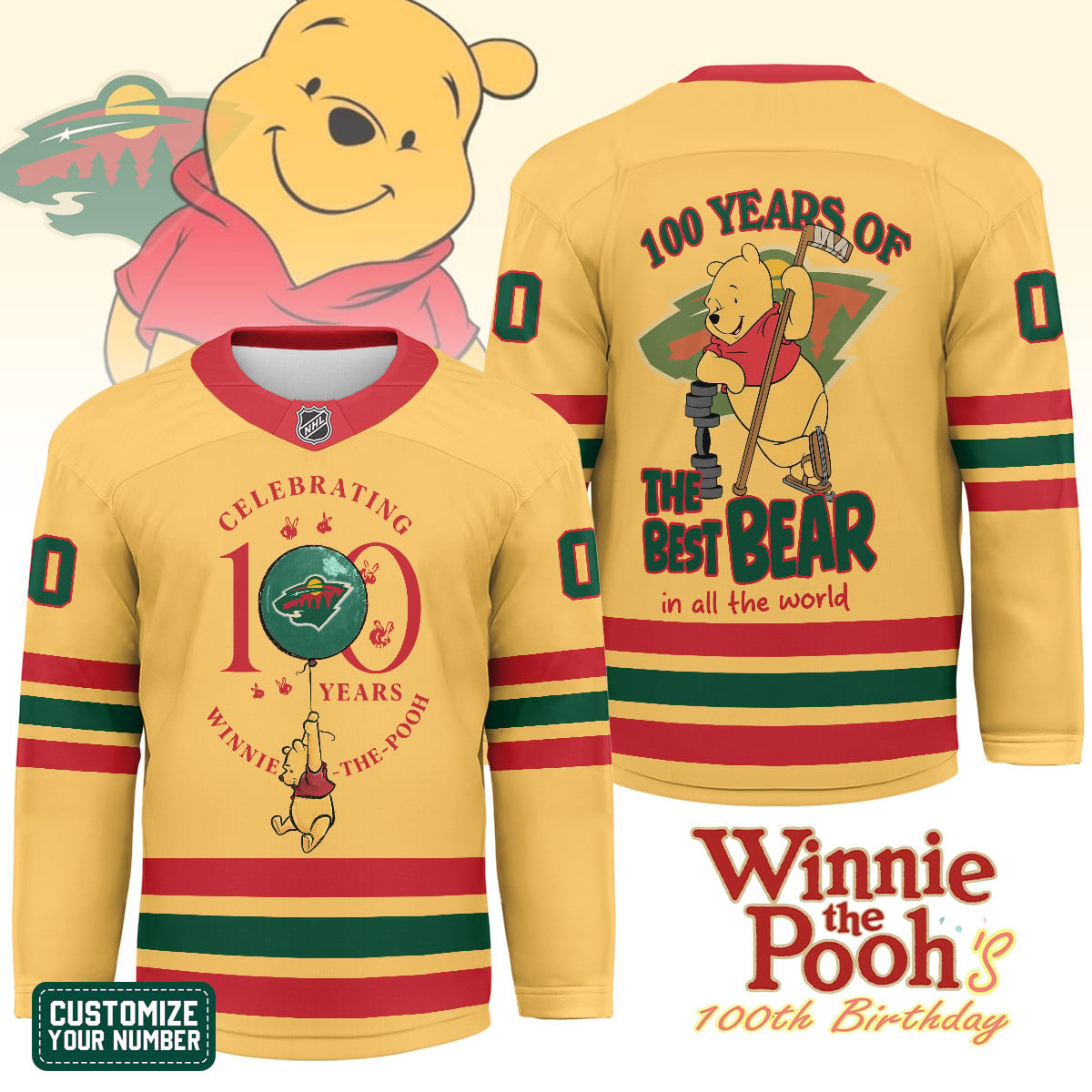 MW x NHL Premium Winnie The Pooh 100th Anniversary Hockey Jersey DDT CTND