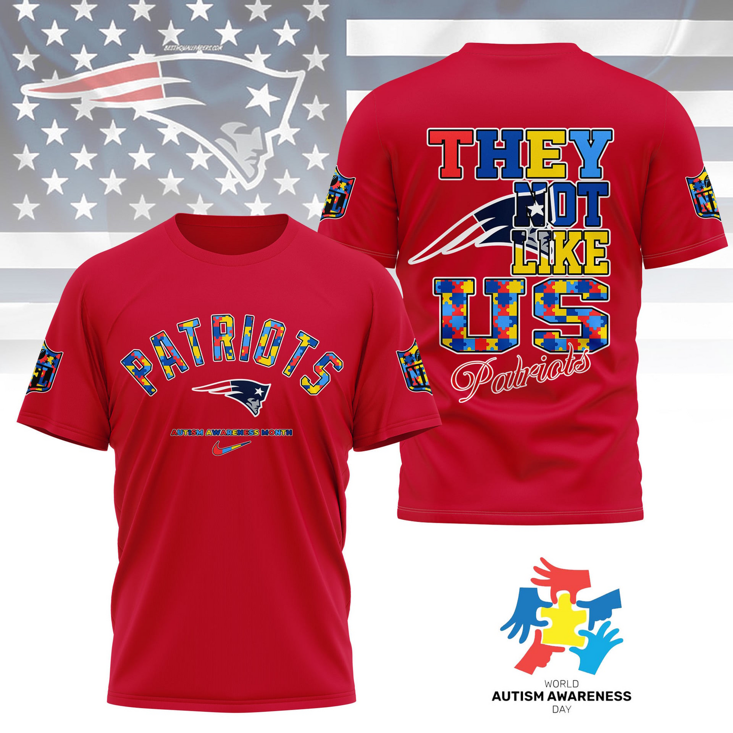 NEP Premium NFL Autism Awareness Month 3D Shirt DDT NTL