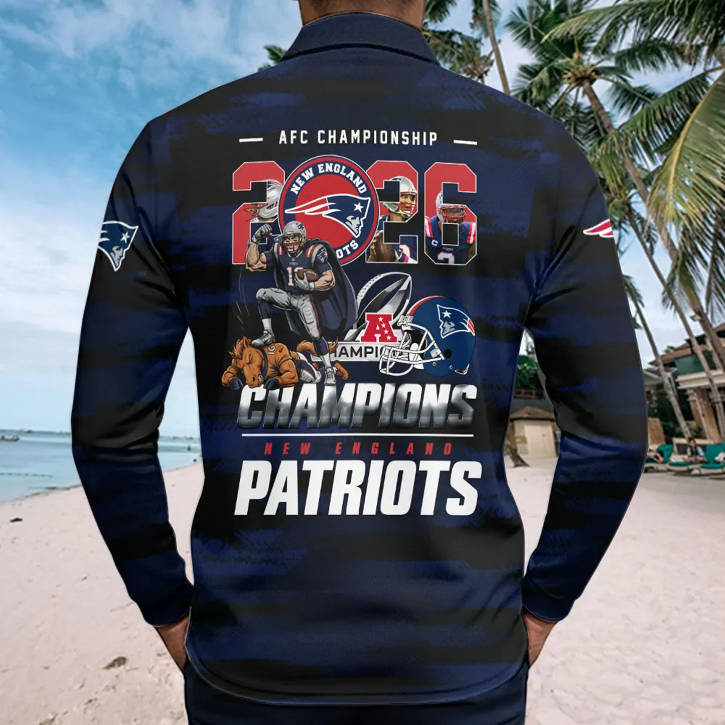 NEP x NFL 2025 AFC Champions Zip Polo Shirt DATND TANTD