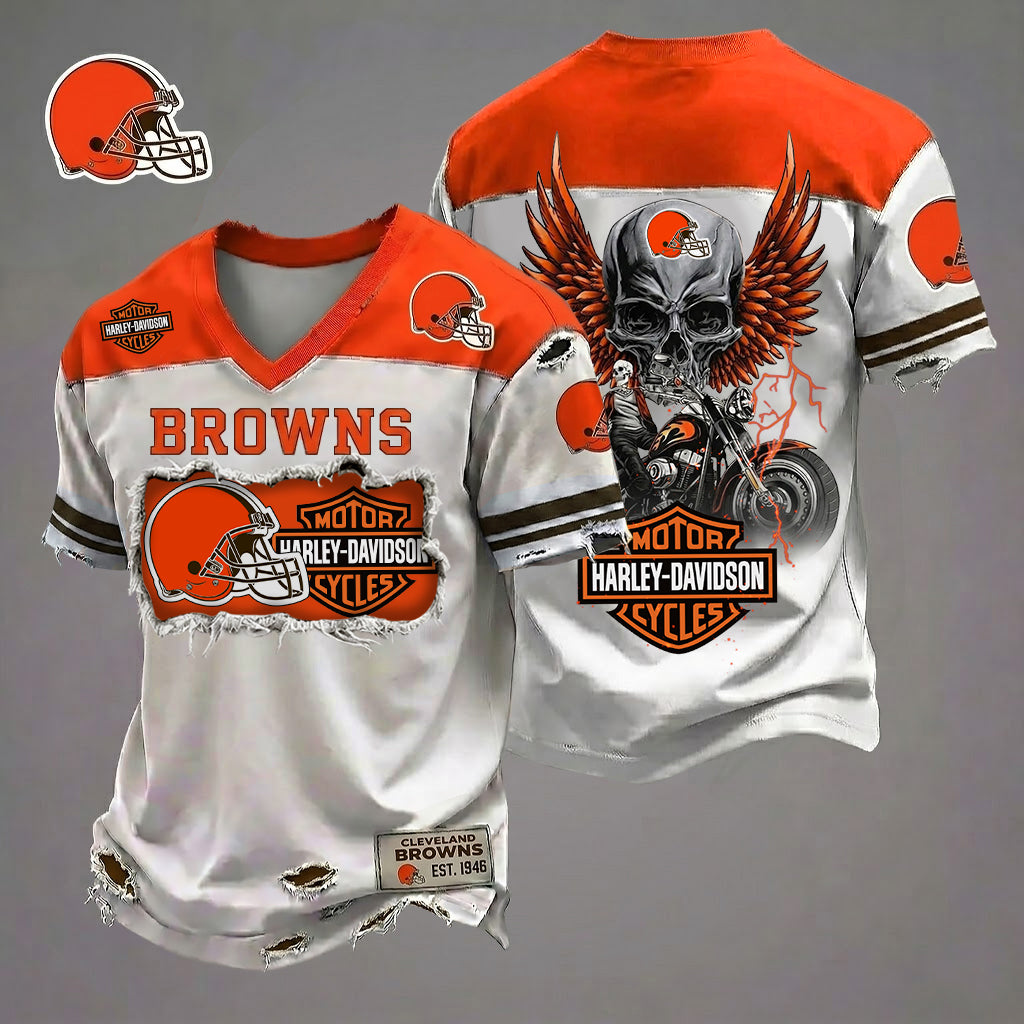 NFL CLE x Motorcycle Luxury Classic T-shirt DDT 080626 TTTZ