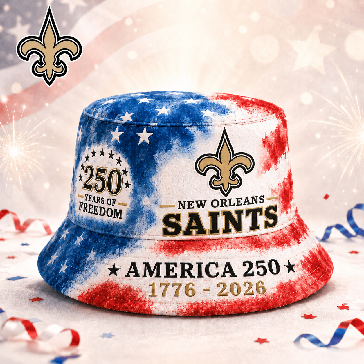 NOS Premium NFL 250 Years Of Freedom Bucket Hat 120626