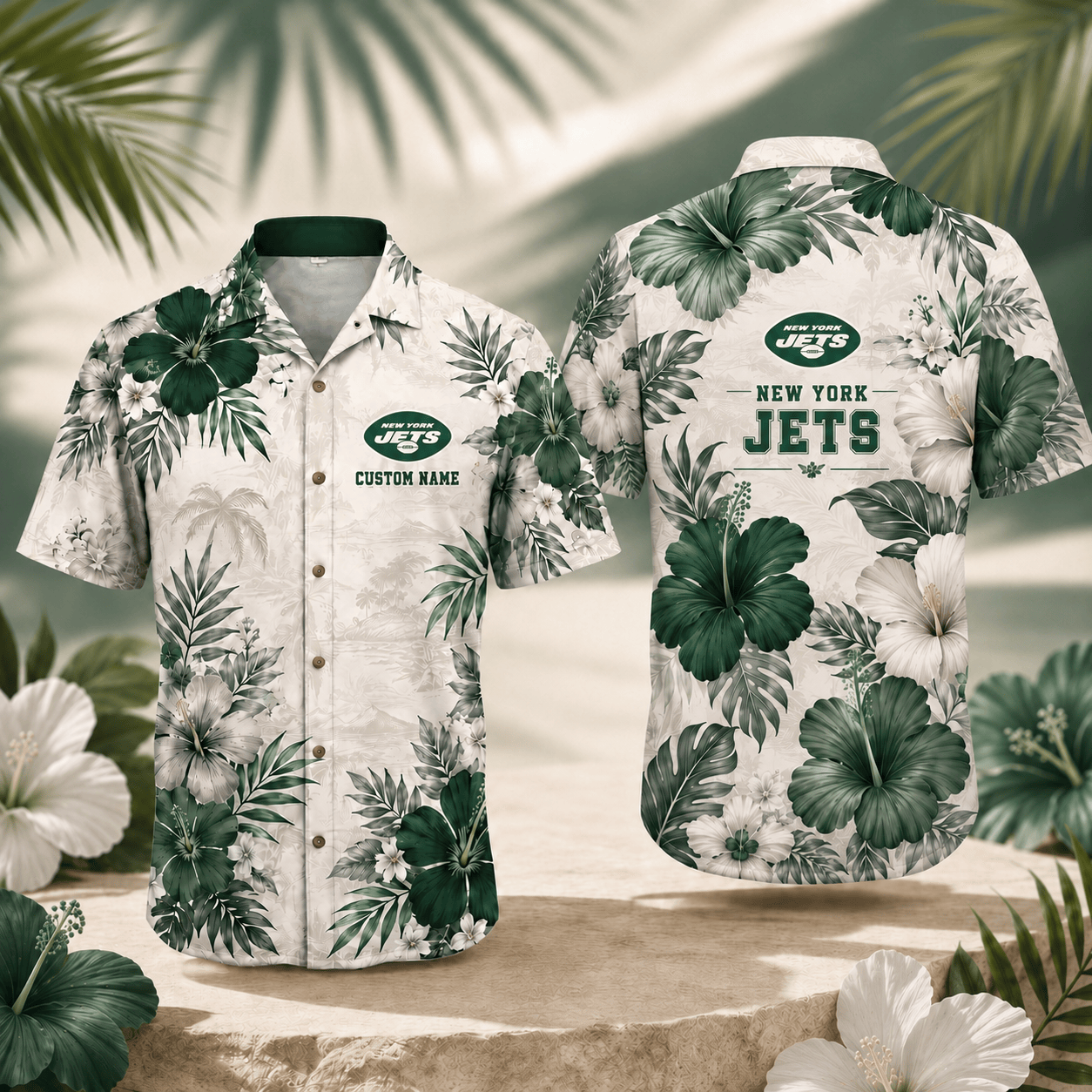 NYJ x NFL Tropical Floral Hawaiian Shirt 160626