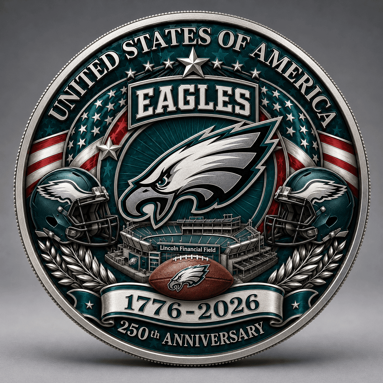 PE Premium NFL 250 Years Of Freedom Commemorative Coin DDT 090626 NTL