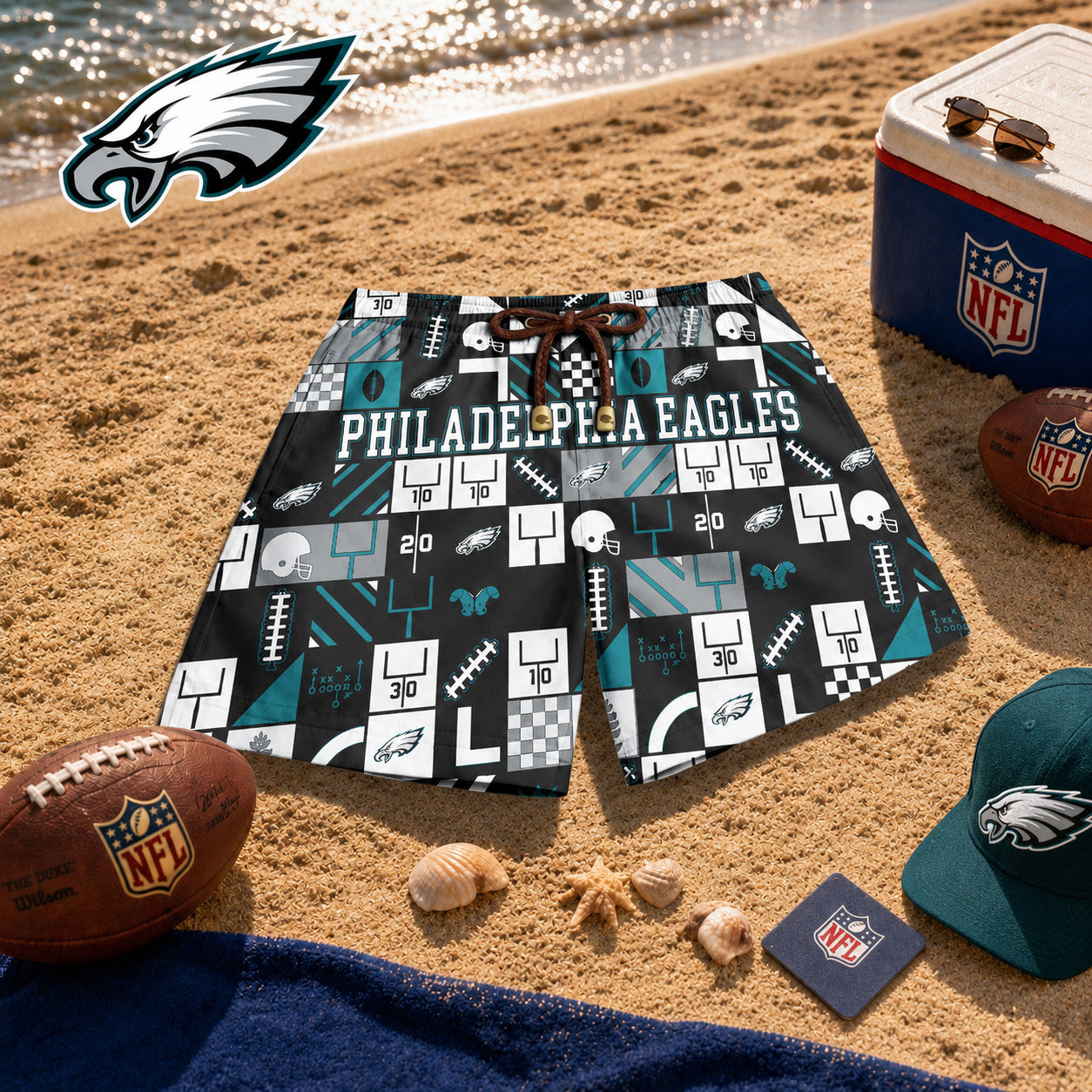 PE x NFL Luxury Beach Shorts 180626