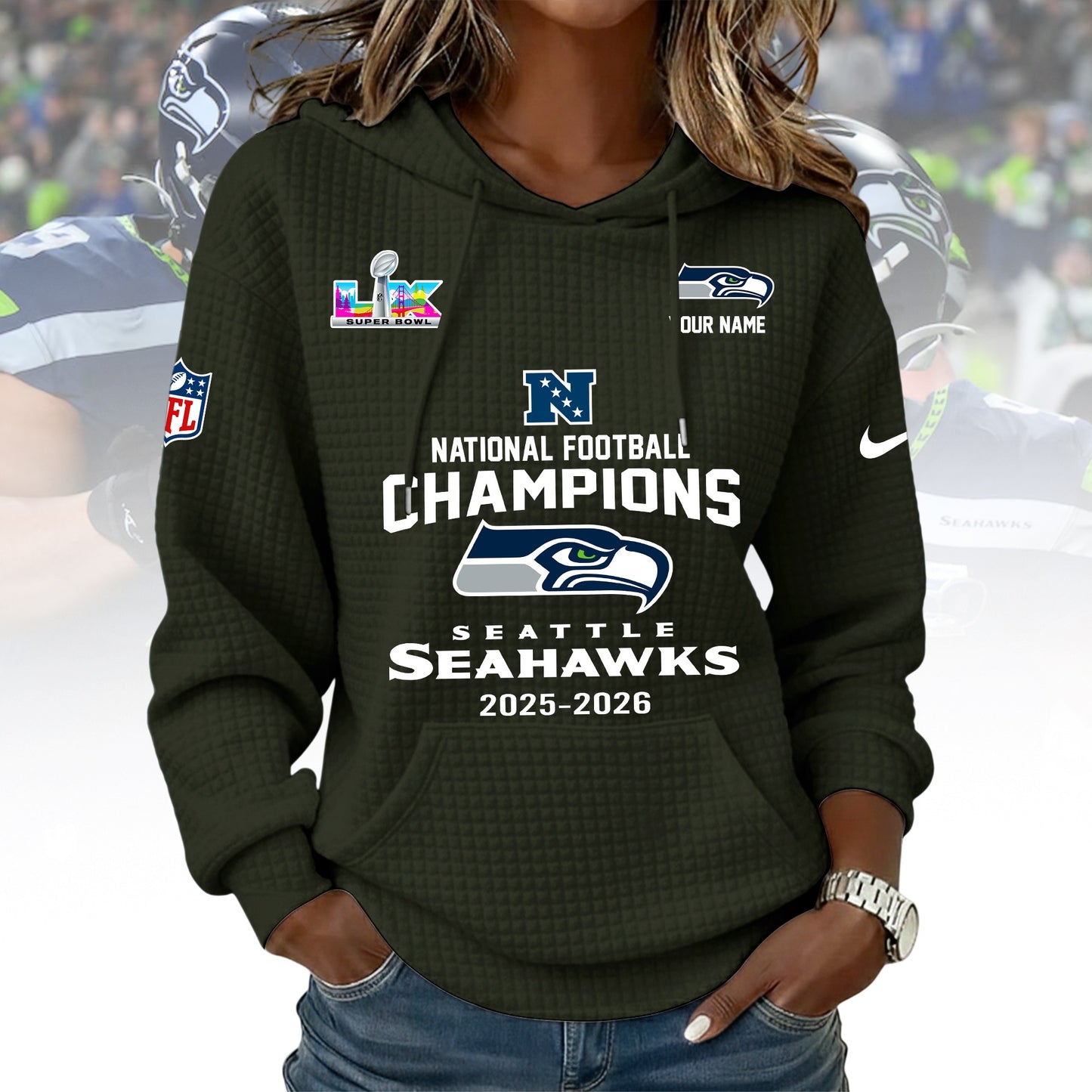 PREMIUM NFL X SEAHAW WOMEN WAFFLE FOR CHAMPIONSHIP NDT NHM