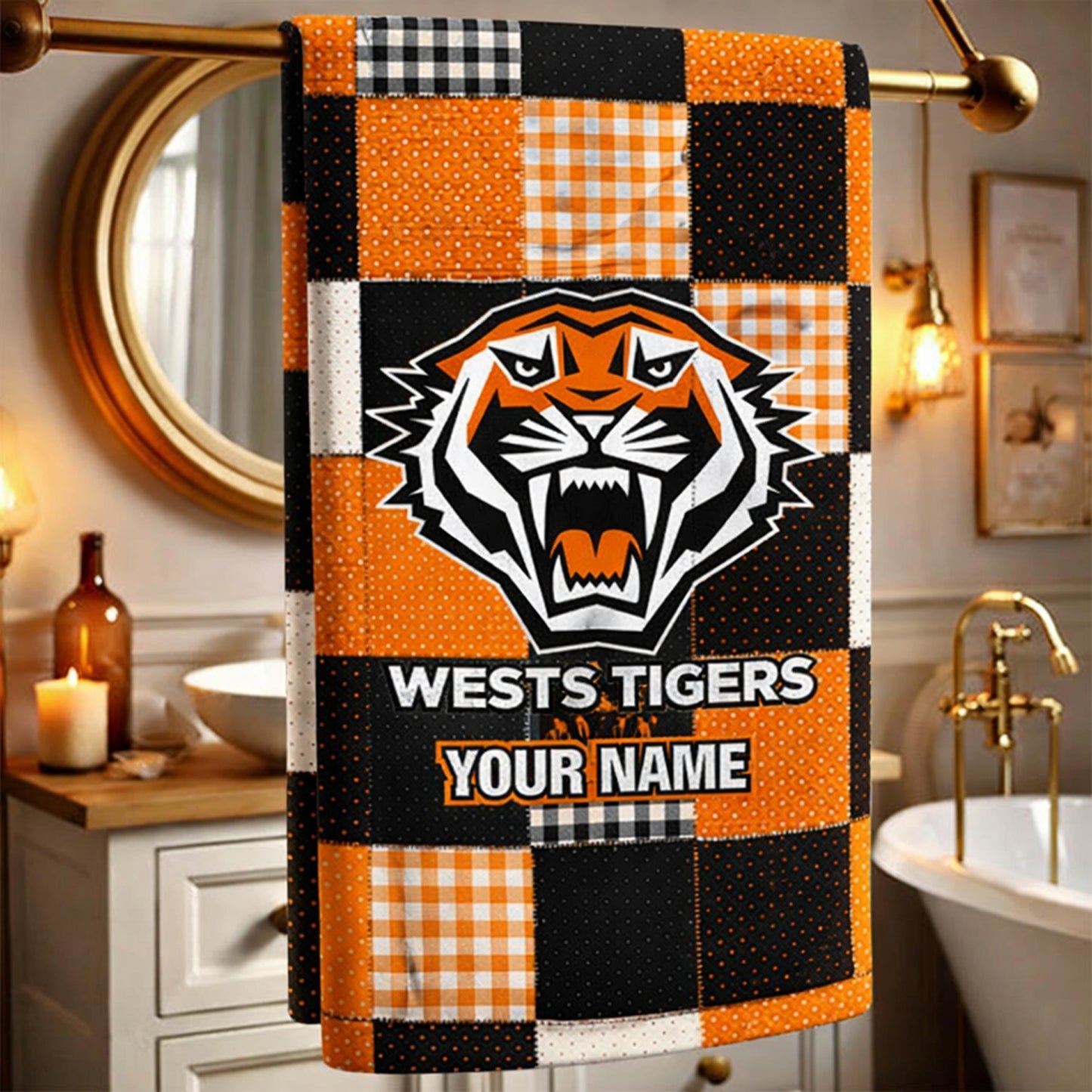 PREMIUM NRL X WT Special Style Bath Towel Custom Name NDT NHM
