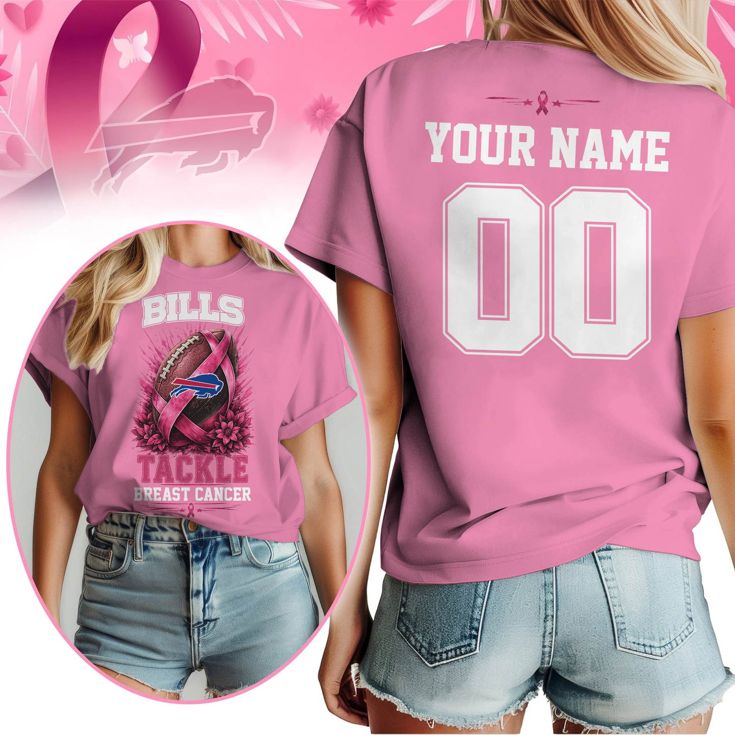Personalized BB x NFL Premium Tackle Breast Cancer Shirt
