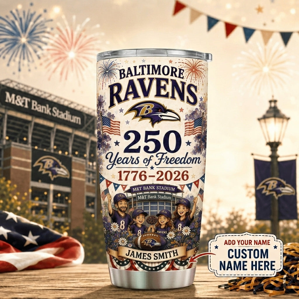Personalized BR Premium NFL 250 Years Of Freedom Classic Tumbler 150626