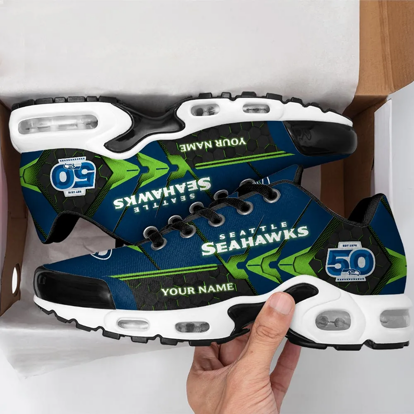 Personalized Seattle Seahawks 50th Anniversary Air Max Shoes DatND DVT