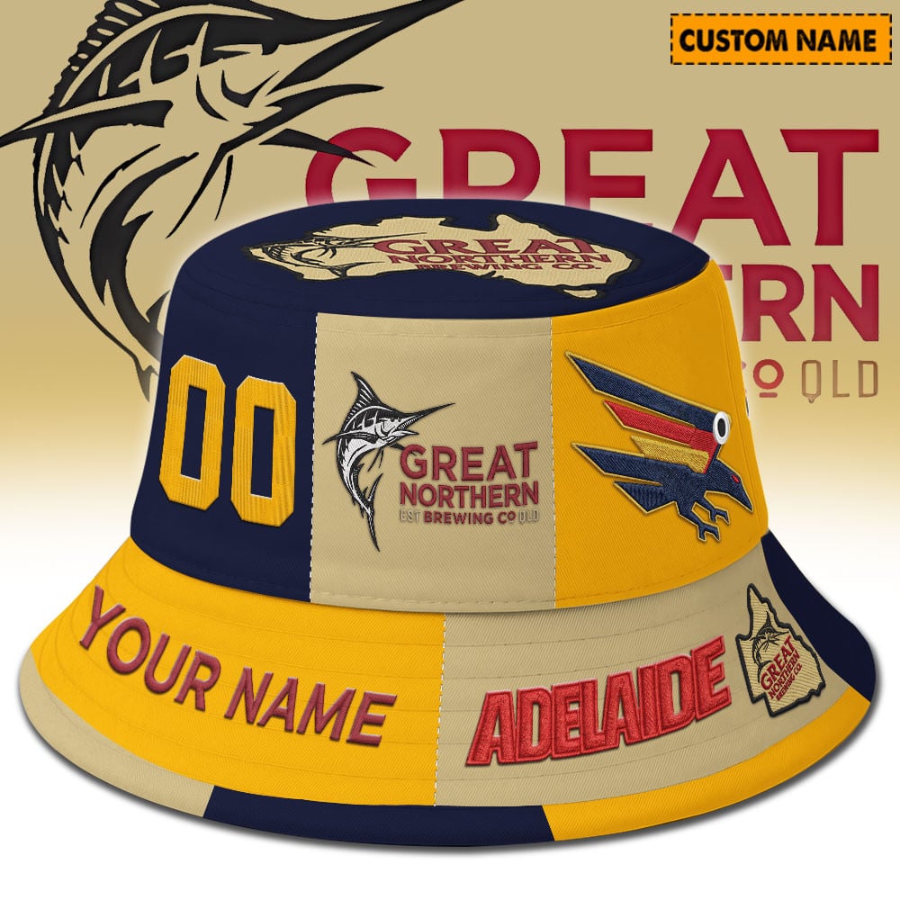 Premium AFL x Adelaide Crows Great Northern Beer Bucket Hat Limited Edition NDT LVH