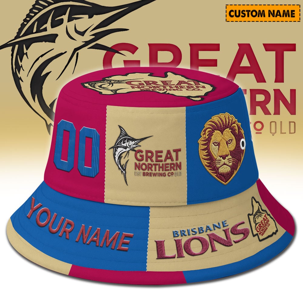 Premium AFL x Brisbane Lions Great Northern Beer Bucket Hat Limited Edition NDT LVH