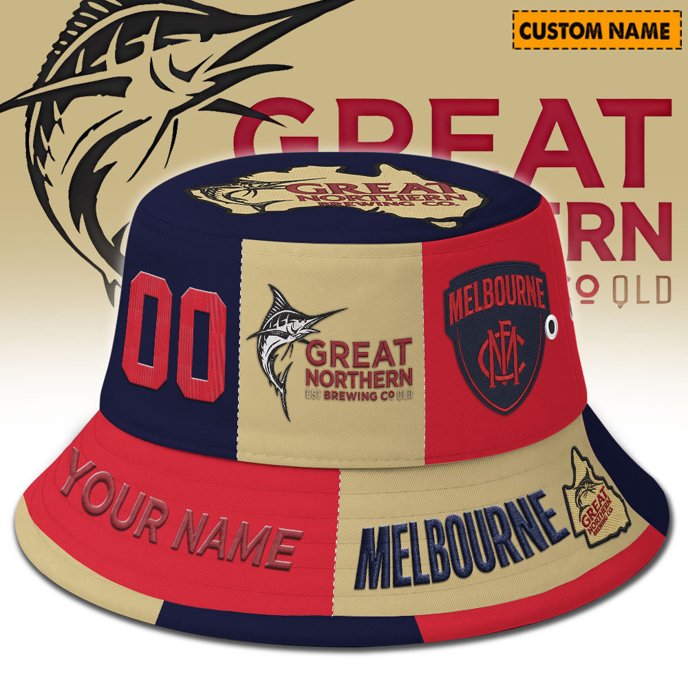 Premium AFL x Melbourne Great Northern Beer Bucket Hat Limited Edition NDT LVH