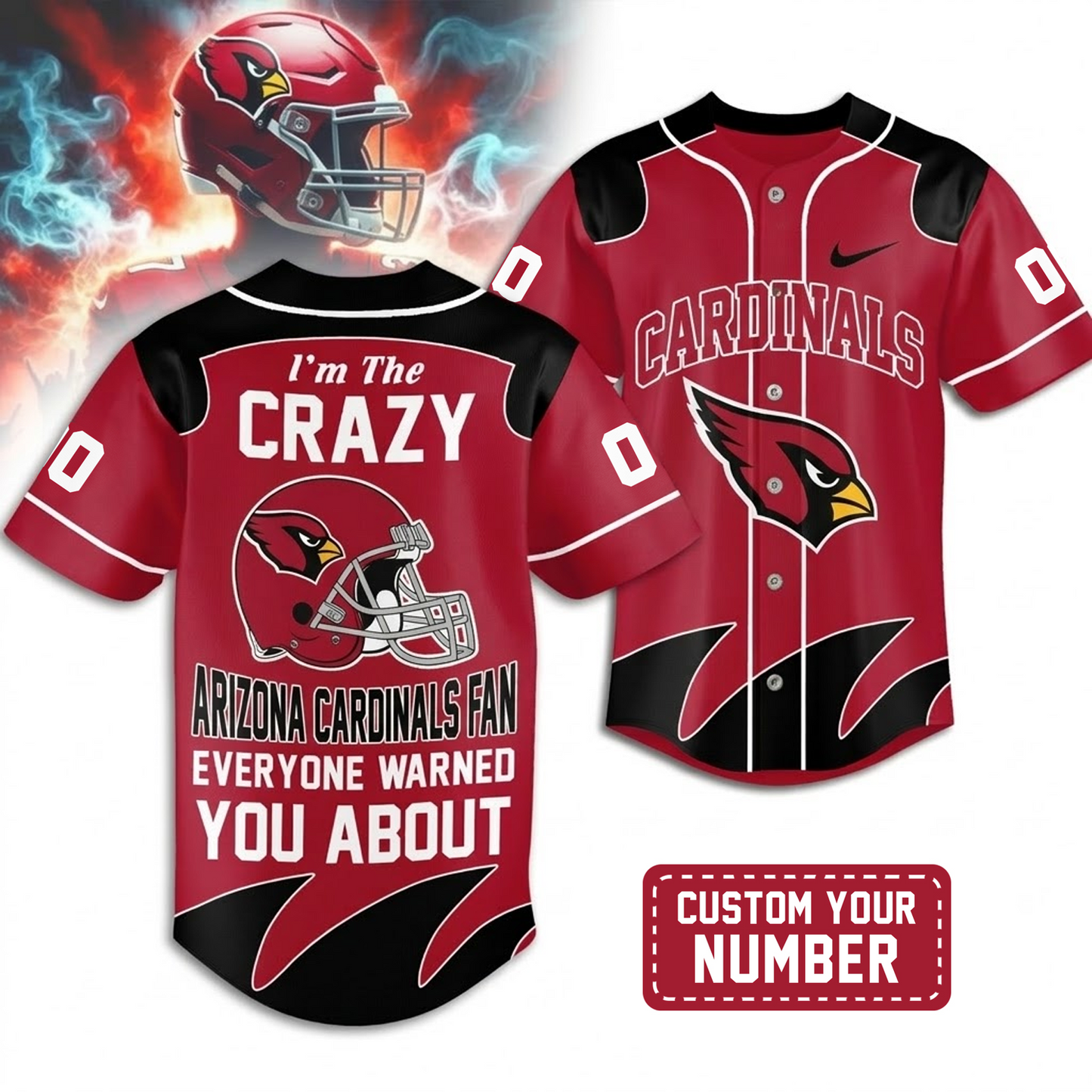 Premium ARI x NFL Crazy Football Fan Personalized Jersey DATND TANTD