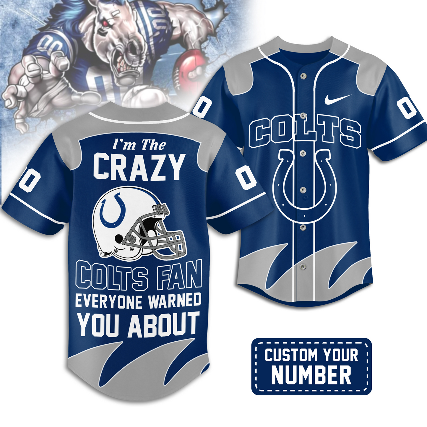 Premium IND x NFL Crazy Football Fan Personalized Jersey DATND TANTD