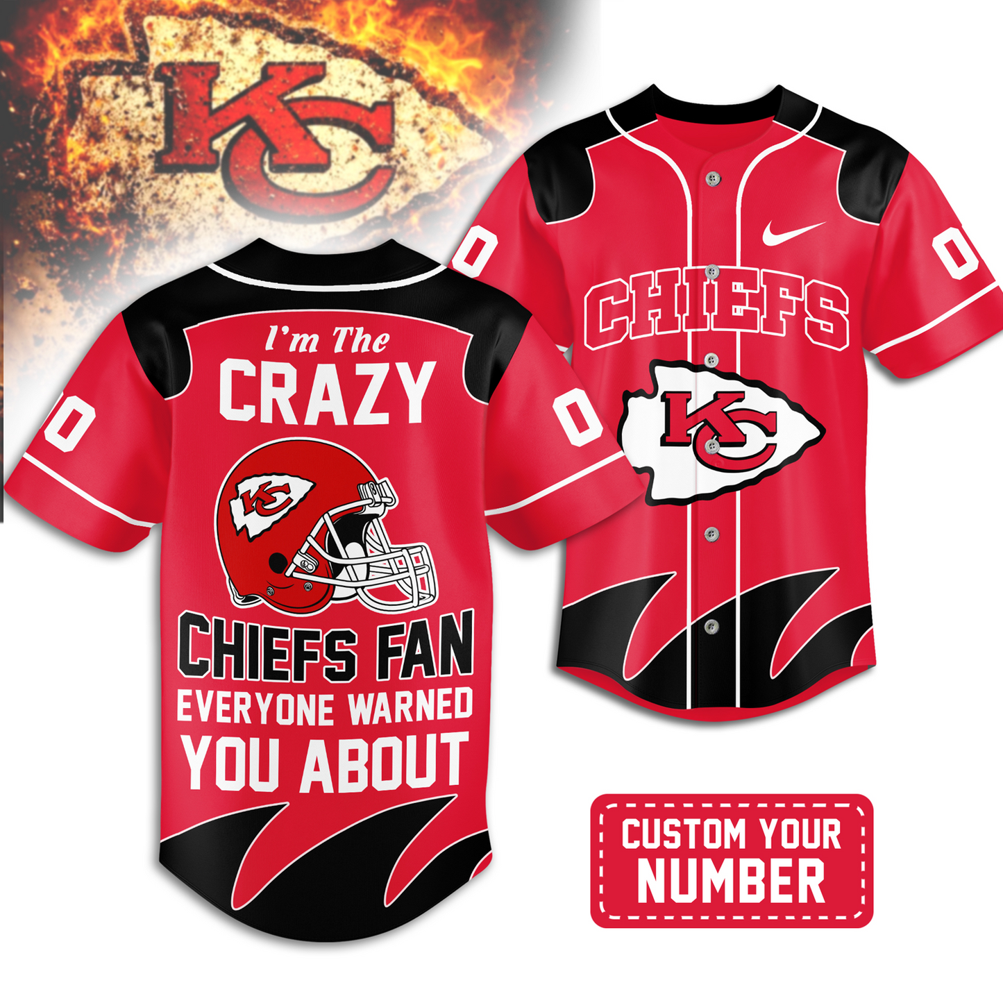 Premium KCC x NFL Crazy Football Fan Personalized Jersey DATND TANTD