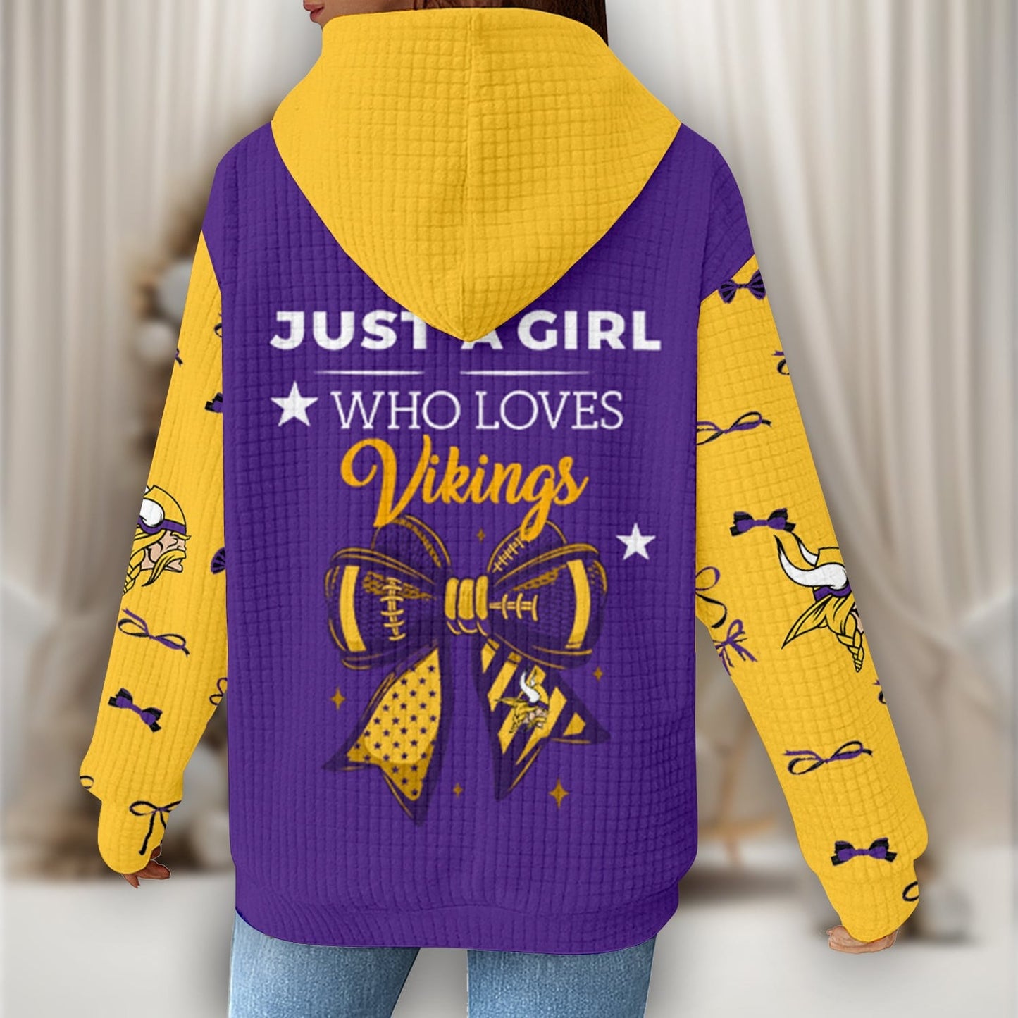 Premium NFL X MIN Women's Waffle Hoodie NDT NHM