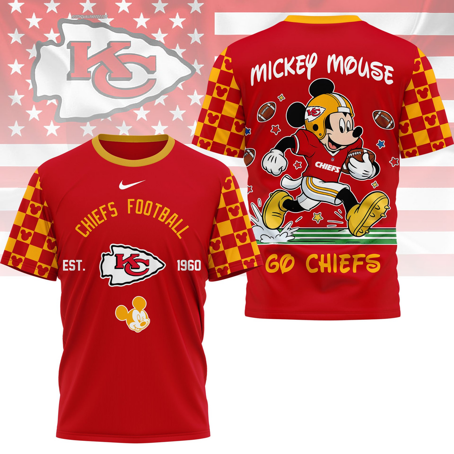 Premium NFL x KC Mouse Football 3D Shirt NDT VHM