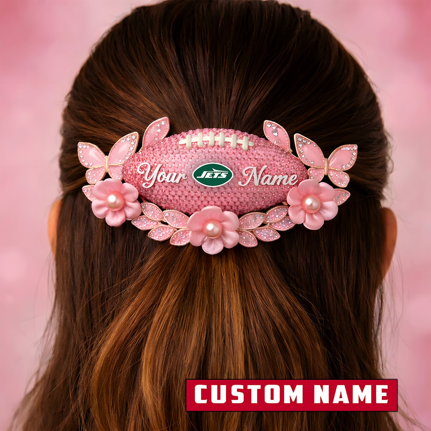 Premium NFL x New York Jets Personalized Women's Hair Pin - Valentine Edition NDT LVH