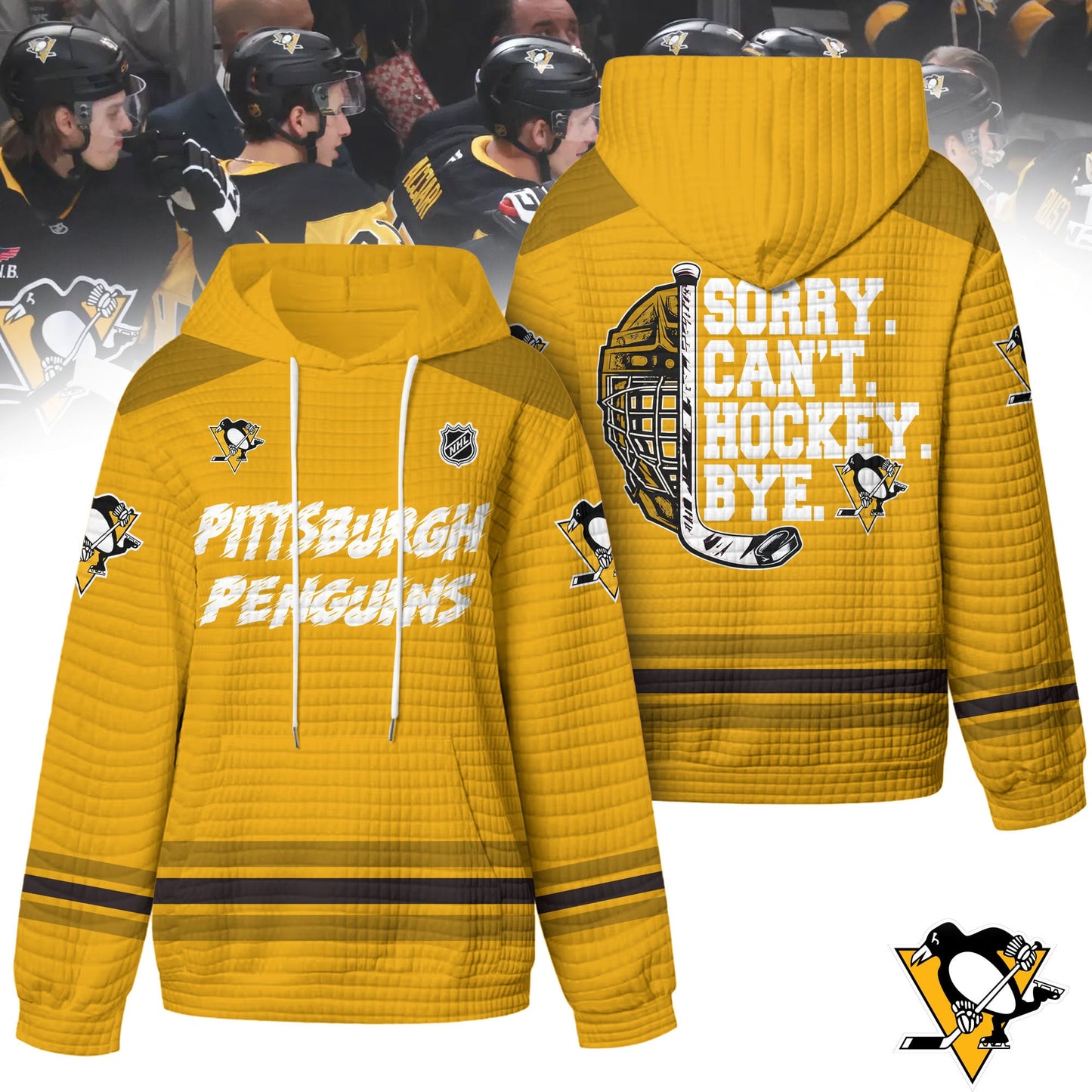 Premium NHL x Pittsburgh Penguins Sorry Busy Hockey Waffle Hoodie NDT LVH