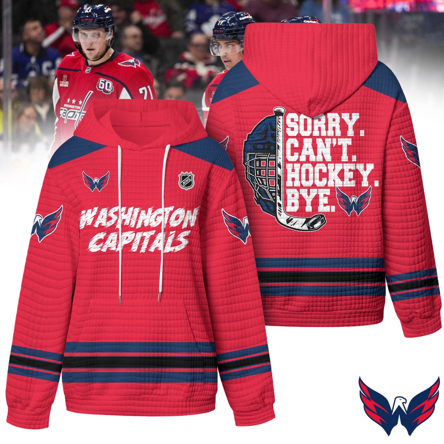 Premium NHL x Washington Capitals Sorry Busy Hockey Waffle Hoodie NDT LVH
