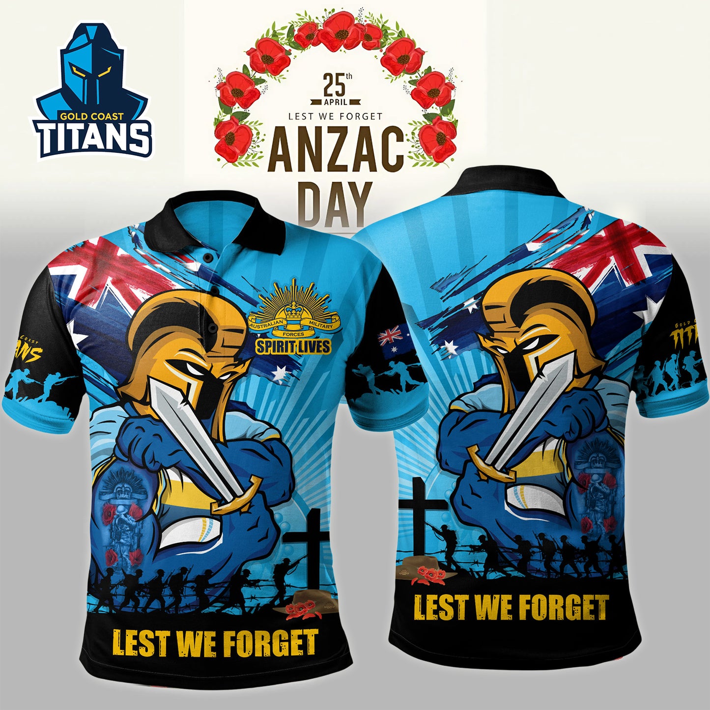 Premium NRL X NQC Polo Shirt Fearless ANZAC Defender NDT NHM