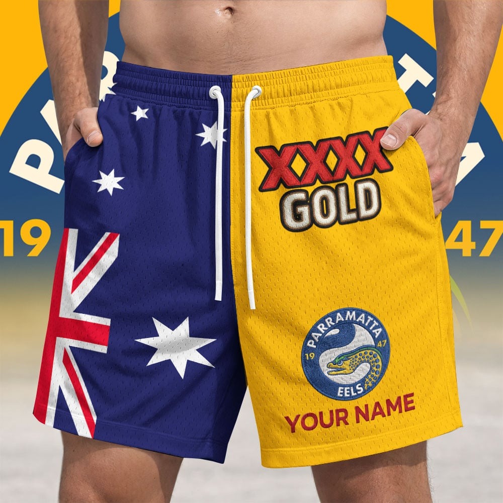 Premium NRL X PE Gold Australia Flag Short Pants Personalized Limited Edition NDT NHM