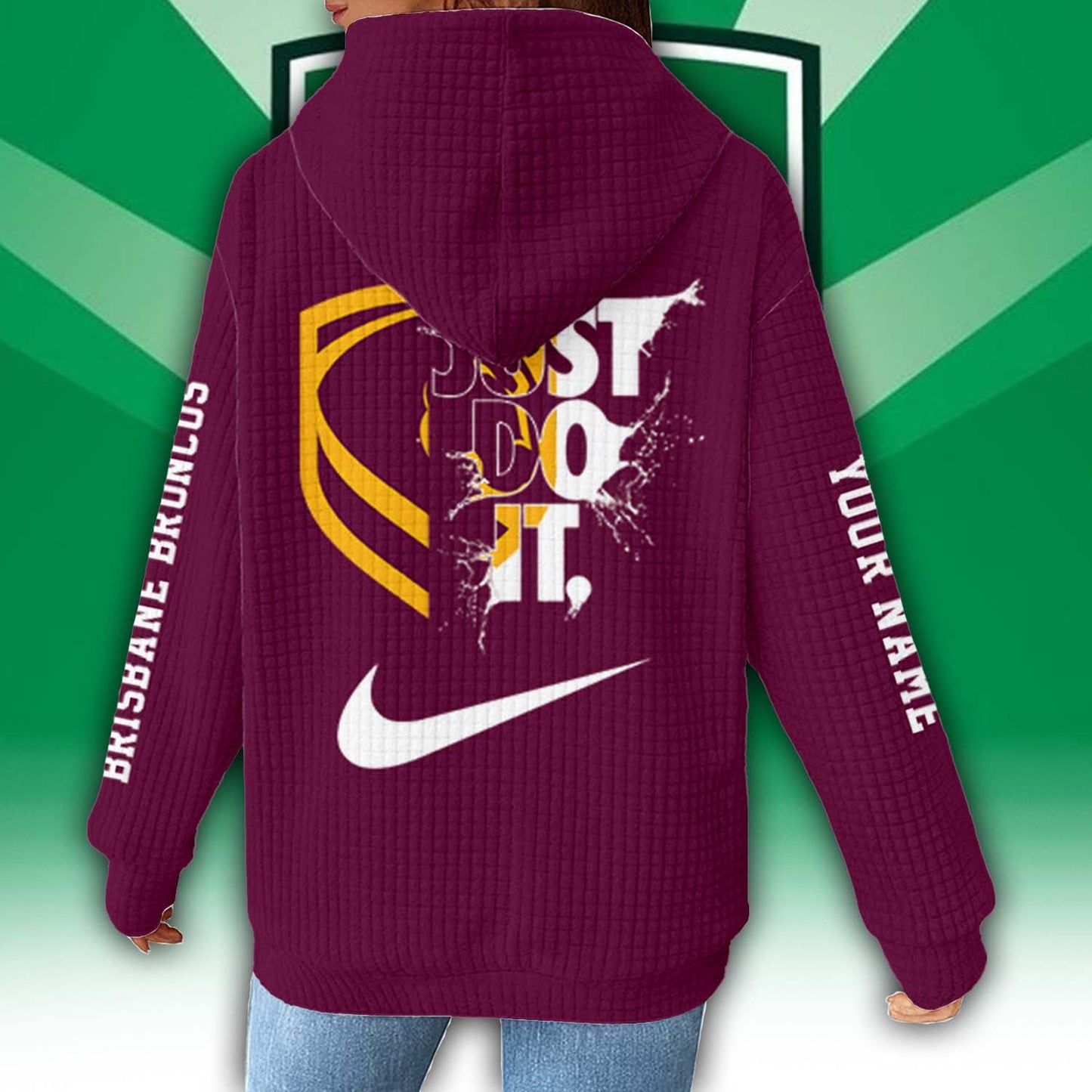 Premium NRL x Brisbane Personalized Women's Waffle Hoodie NDT LVH